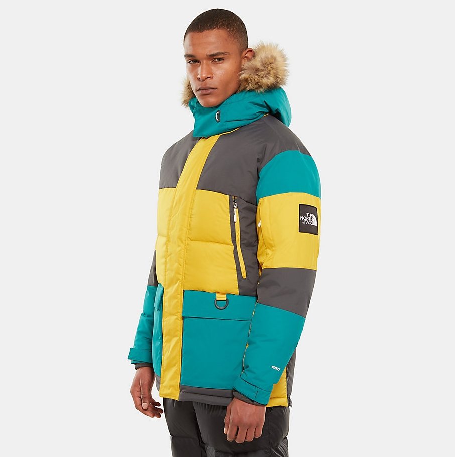 the north face vostok parka leopard yellow